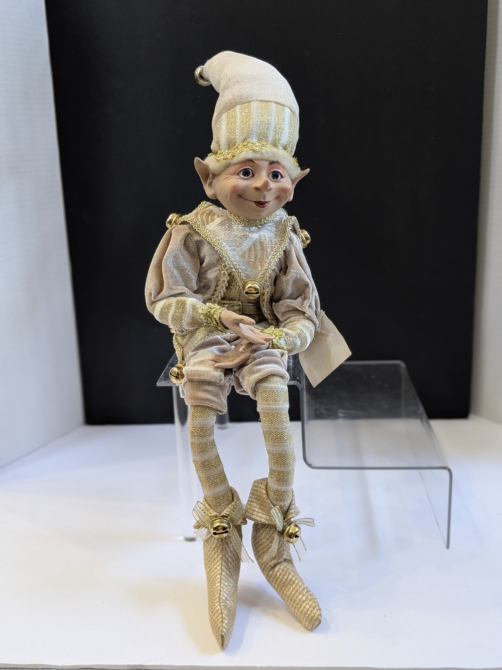 Robert Stanley By HOBBY LOBBY Poseable Elf Holiday  in Gold and Beige